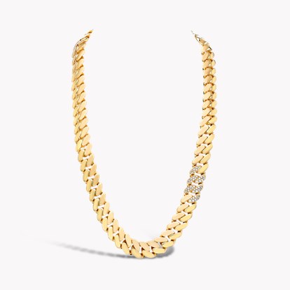 Fusion Long Polished Curb Link Necklace in 18ct Yellow Gold