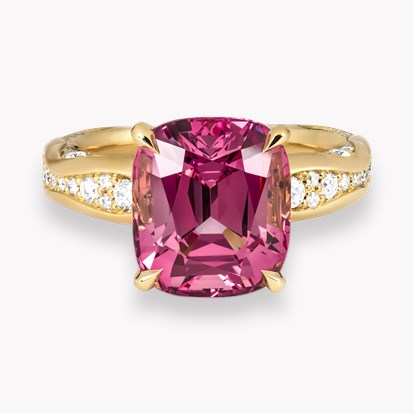 Cushion Cut 6.86ct Kitulo Garnet and Diamond Ring