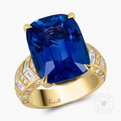 Masterpiece Chevron 17.044ct Sri Lankan Sapphire and Diamond Ring