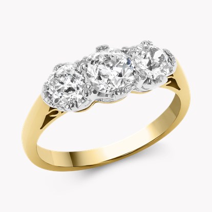 Old Cut Diamond Three Stone Ring