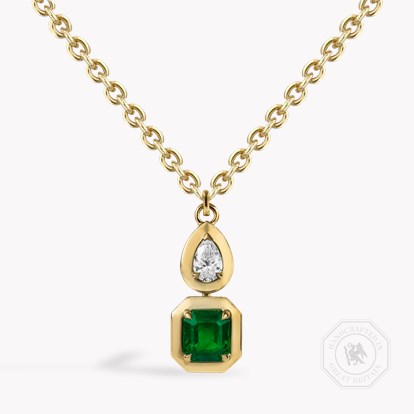 Skimming Stone 1.61ct Zambian Emerald and Diamond Pendant