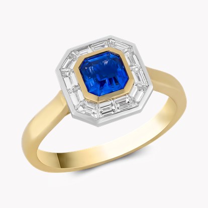 Asscher Cut 0.71ct Sapphire and Diamond Ring