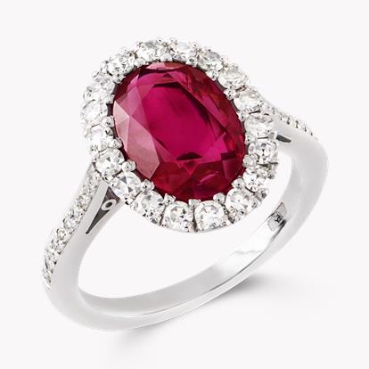 Masterpiece Oval Cut Burmese Ruby Ring 4.13CT in Platinum