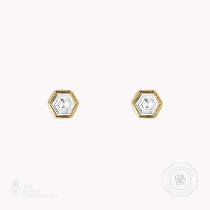 Honeycomb Diamond Solitaire Earrings 1.06ct in 18ct Yellow Gold