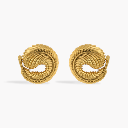 Swirl Feather Gold Clip Earrings
