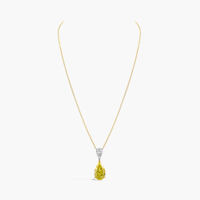 Pear Shaped 4.03ct South African Fancy Intense Yellow Diamond Pendant