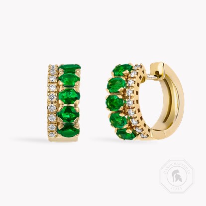 Oval Cut 1.35ct Emerald and Diamond Hoop Earrings