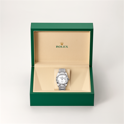 Day-Date 36, Oyster, 36 mm, white gold watch inside presentation box