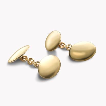 Oval Chain Link Cufflinks in 18ct Yellow Gold