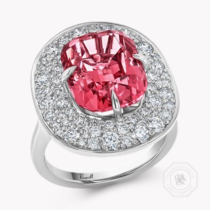 Snowstorm 8.08ct Peach Tourmaline and Diamond Cocktail Ring