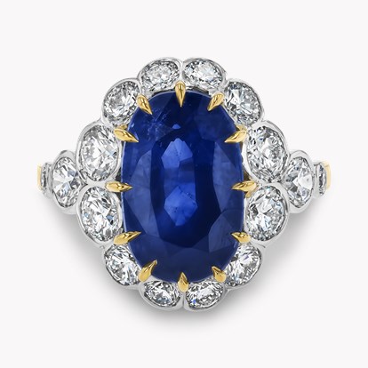 Oval Cut 6.63ct Sapphire and Diamond Cluster Ring