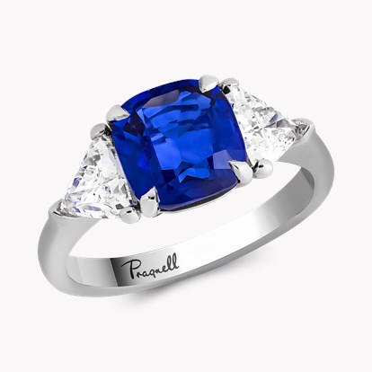 Cushion Cut 2.56ct Sri Lankan Sapphire and Diamond Ring