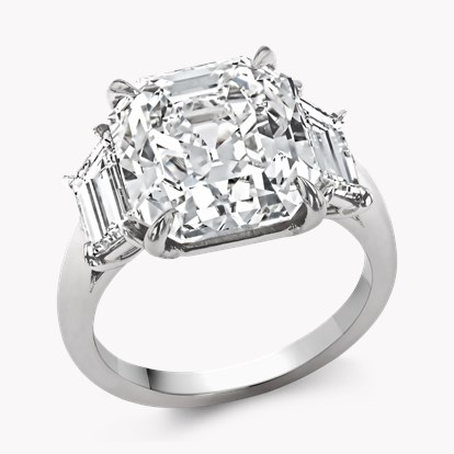 Asscher Cut 8.03ct Diamond Three Stone Ring in Platinum
