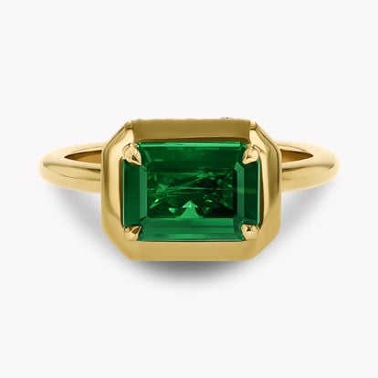 Skimming Stone 1.98ct Emerald and Diamond Solitaire Ring