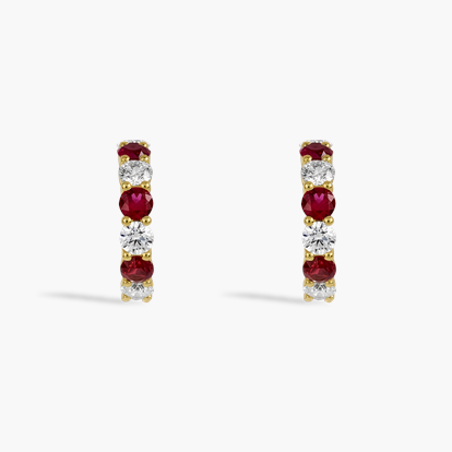 Brilliant Cut 3.13ct Ruby and Diamond Hoop Earrings