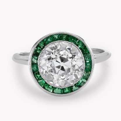 Classic 2.74ct Diamond and Emerald Target Ring