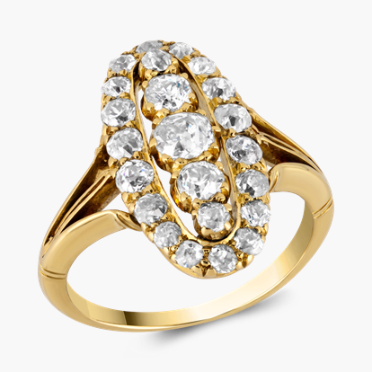 Old Mine Cut Diamond Cluster Ring