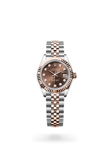 Lady-Datejust * Oyster, 28 mm, Oystersteel and Everose gold with a Rosé-colour set with diamonds Fluted bezel and Oyster, three-piece solid links bracelet