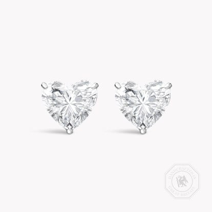 Heart Cut Diamond Stud Earrings 3.02ct in 18ct White Gold