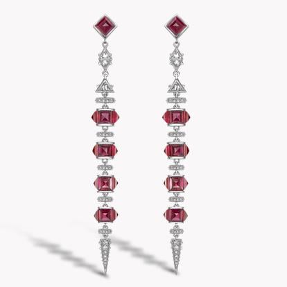 Masterpiece Mixed Cut Ruby & Diamond Earrings 16.58CT in White Gold & Platinum