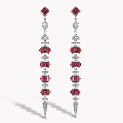 Masterpiece 14.77ct Ruby and Diamond Drop Earrings in 18ct White Gold & Platinum