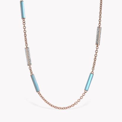 Rose Gold Turquoise and Diamond Long Necklace 2.47ct Long Necklace