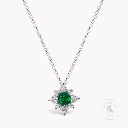 Star Struck Emerald Pendant 0.43ct in 18ct White Gold