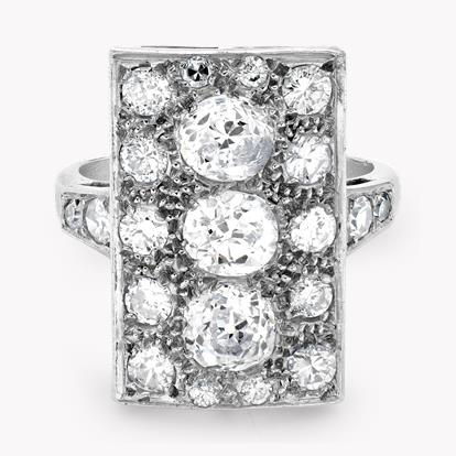 Art Deco Diamond Rectangular Plaque Ring