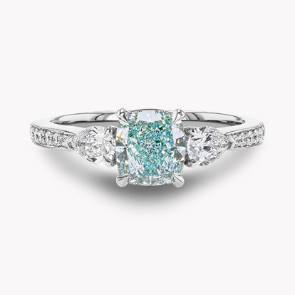 Masterpiece 1.12ct South African Fancy Intense Blue-Green Diamond Ring