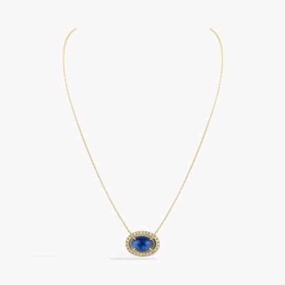 Oval Cabochon Cut 8.04ct Moonstone and Diamond Pendant