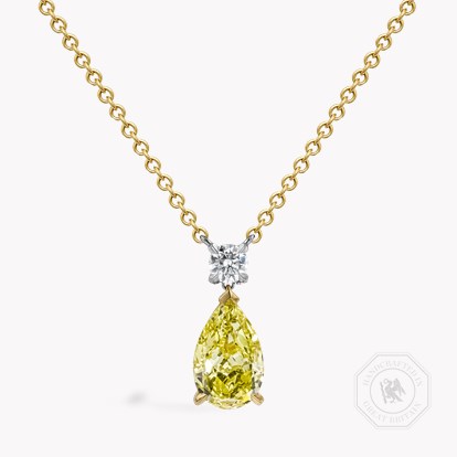 Pear Shaped 1.60ct Kimberley Fancy Intense Yellow Diamond Pendant in 18ct Yellow Gold