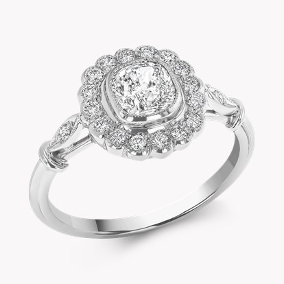 Old Cut Diamond Cluster Ring in Platinum