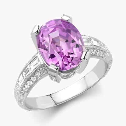Oval Pink Sapphire Ring 4.87ct in Platinum