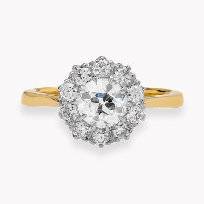 Coronet Old Cut 0.65ct Diamond Cluster Ring