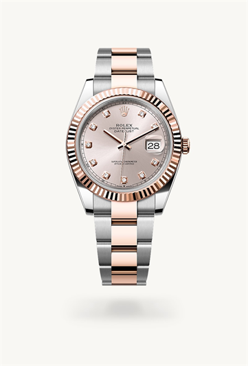 Datejust 41 * Oyster, 41 mm, Oystersteel and Everose gold with a Sundust set with diamonds Fluted bezel and Oyster, three-piece solid links bracelet