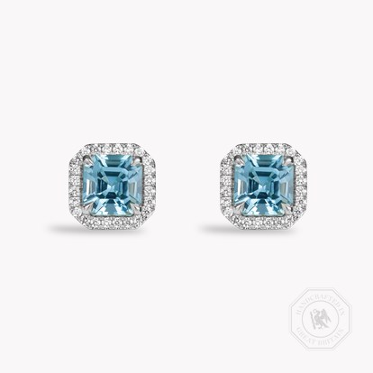 Asscher Cut 1.97ct Lukusuzi Aquamarine and Diamond Earrings