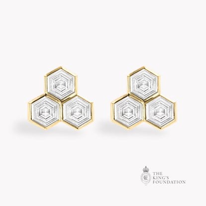 Hexagonal Diamond Trilogy Earrings 3.05ct in 18ct Yellow Gold