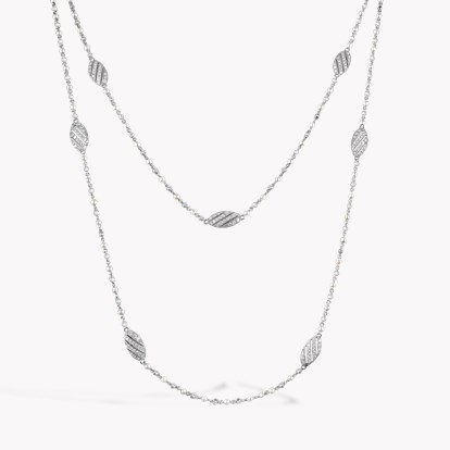 Brilliant Cut 11.00ct Diamond and Pearl Long Chain Necklace