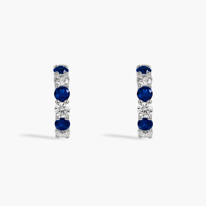 Brilliant Cut 2.89ct Sapphire and Diamond Hoop Earrings