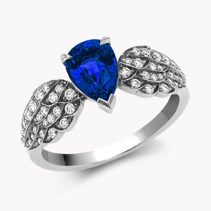 Tiara Pear Cut Sapphire Ring 1.17ct in 18ct White Gold