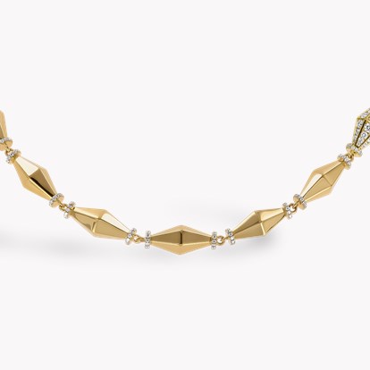 Cleopatra 3.04ct Diamond Gold Faceted Barrel Link Necklace