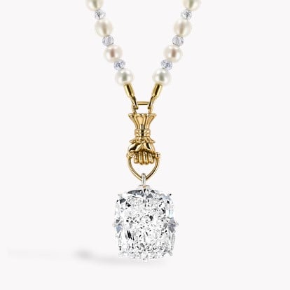 Masterpiece Figa Fortune 32.34ct Diamond and Keshi Pearl Pendant in Platinum and 18ct Yellow Gold