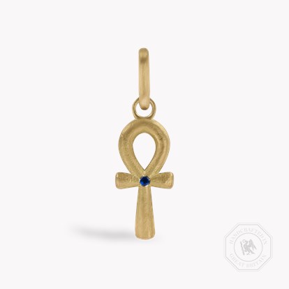 Ankh Cross Sapphire Pendant Charm