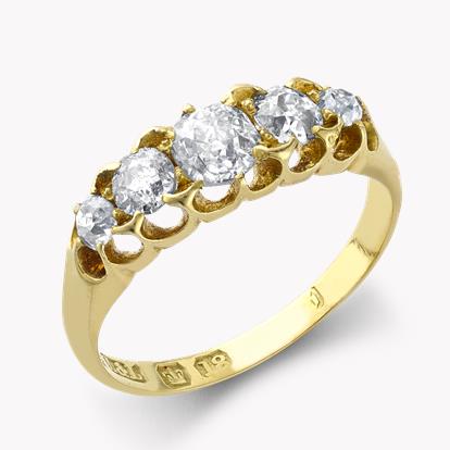 Victorian Five Stone Diamond Ring - 2mm Width in 18ct Yellow Gold