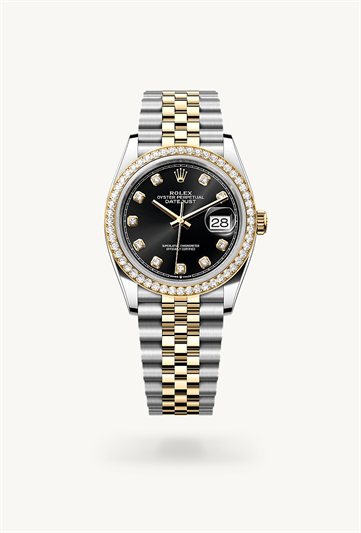 Rolex Datejust 36 Oyster, 36 mm, Oystersteel, yellow gold and diamonds