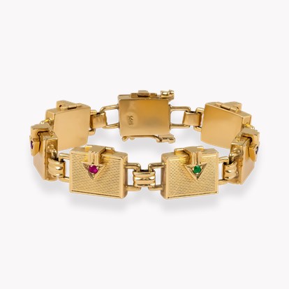 Art Deco Gem Set Locket Bracelet