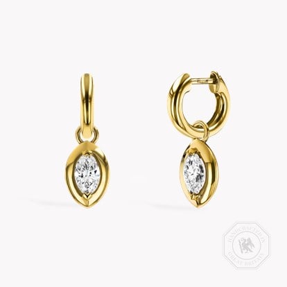 Skimming Stone 1.14ct Marquise Diamond Drop Earrings in 18ct Yellow Gold