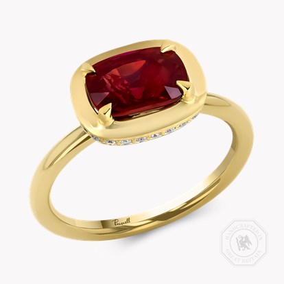Skmming Stone 2.04ct Mozambique Ruby and Diamond Ring