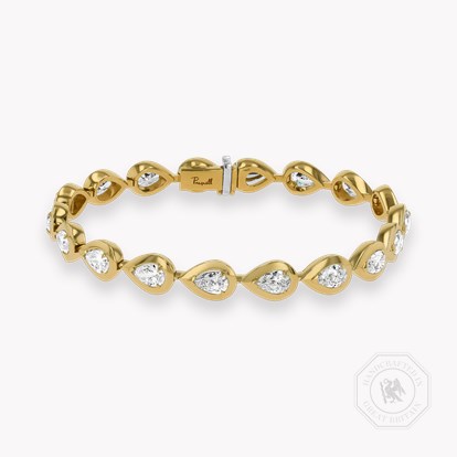 Skimming Stone Pear Shaped 5.70ct Diamond Line Bracelet in 18ct Yellow Gold