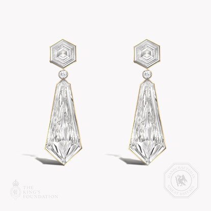 Masterpiece Honeycomb 9.02ct Diamond Drop Earrings in 18ct Yellow Gold